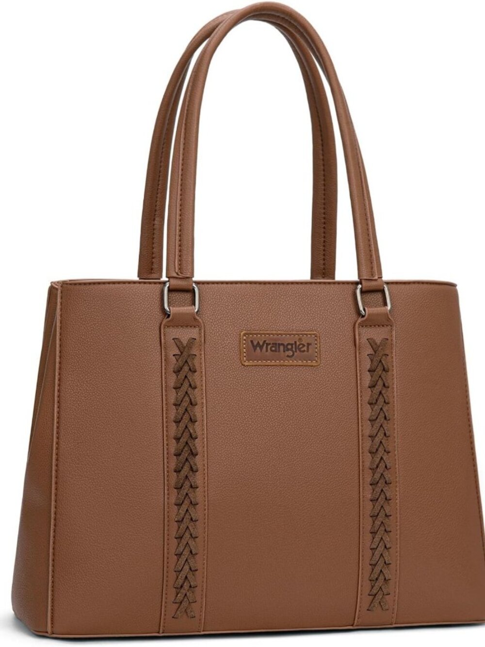 Stylish Double Compartment Tote Bag for Women, Whipstitch Handbag, Fits 13.5